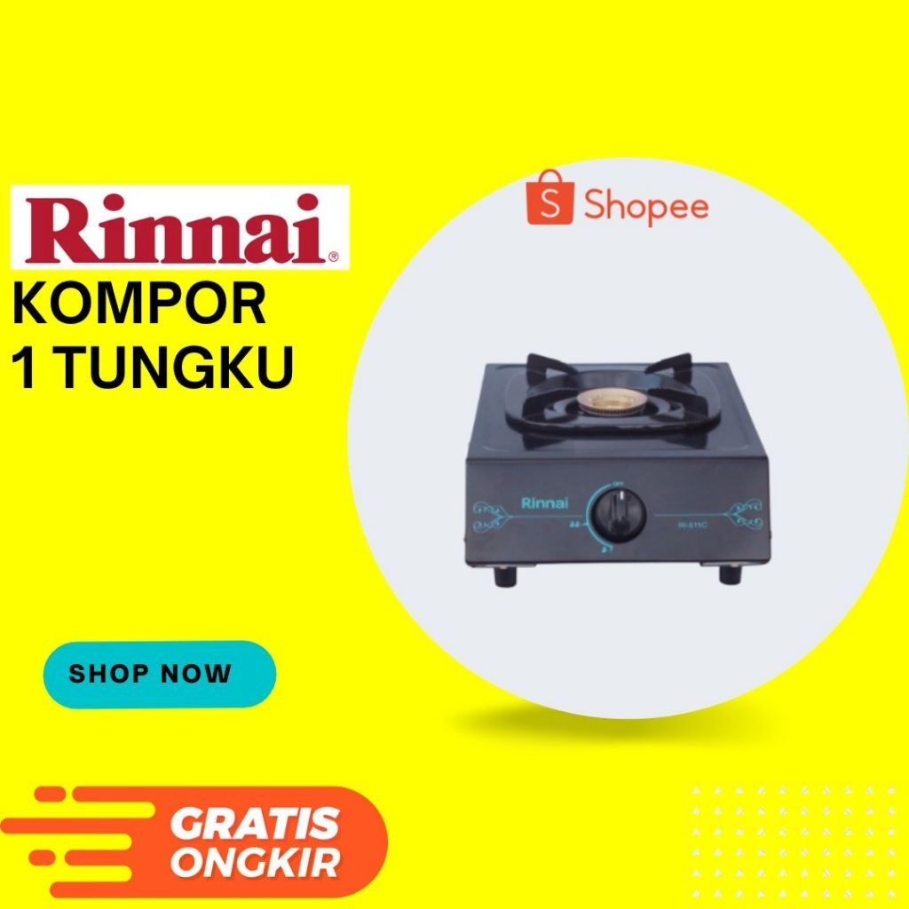 Kompor Rinnai 1 Tungku Ceflon Burner Kuningan RI-511C