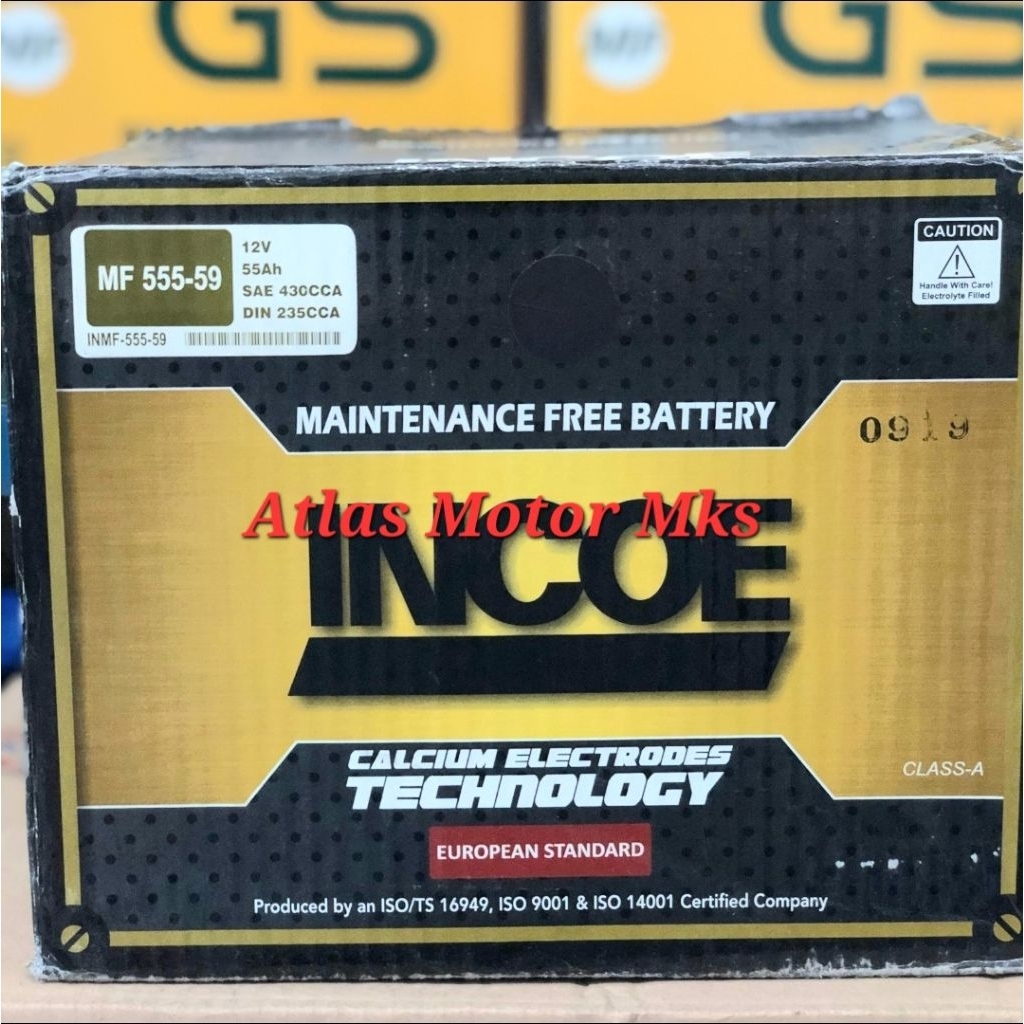 [1PC][MF555-59] ACCU AKI INCOE MF [MAINTENANCE FREE] MF 556-59 12V-55Ah MOBIL FORTUNER VRZ / INNOVA 