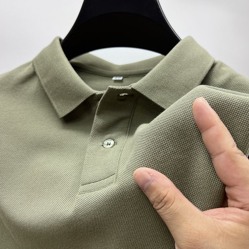 Rahasia Kaos Kerah Pria Knit Shirt Lengan Pendek V Neck Polo Shirt kaos polos kancing Atasan Pria