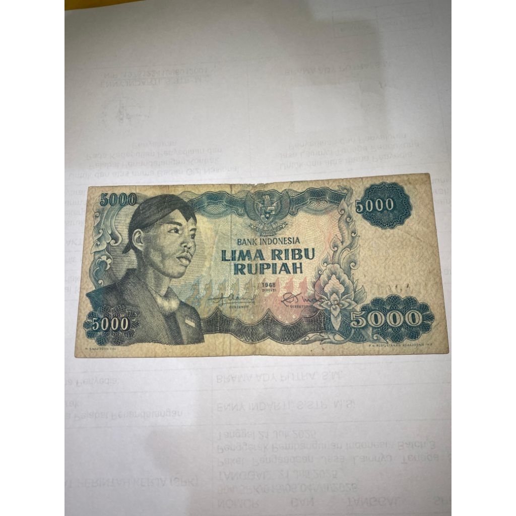 Uang Kuno 5000 Sudirman bagus tebel