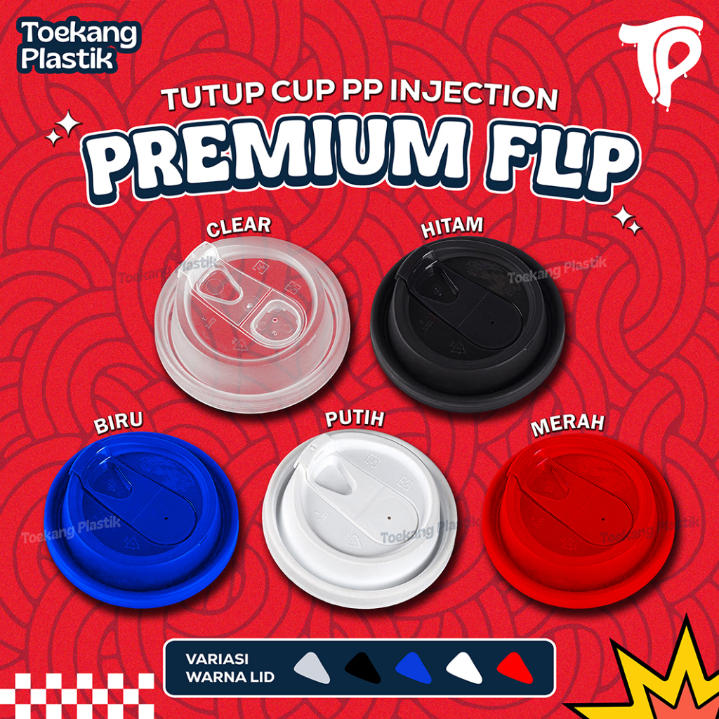 Lid Flip Premium Cup PP Injection - Tutup Strawless Premium Cup Injection