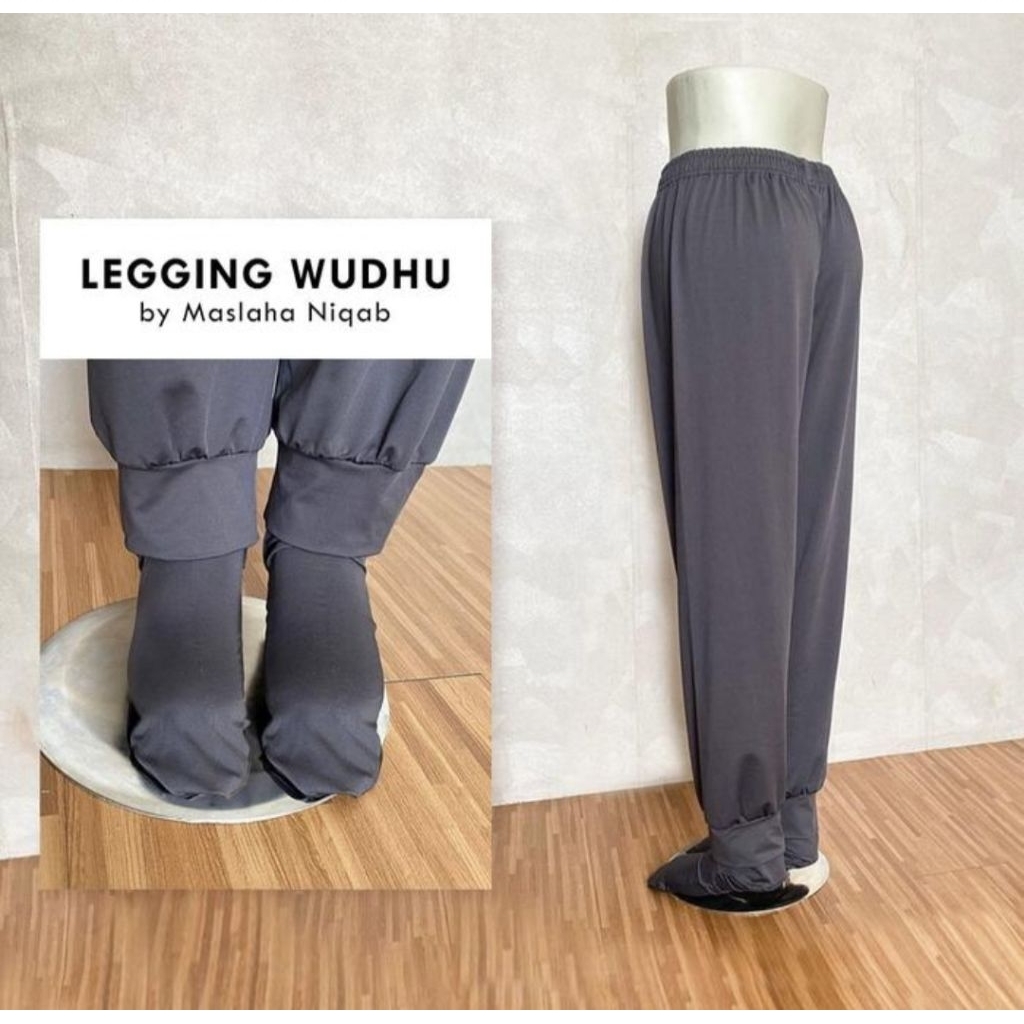 PRELOVED Maslaha Niqab Legging Wudhu Celamis Inner Pants Abu Tua Charcoal Wanita Muslimah Dewasa Dal