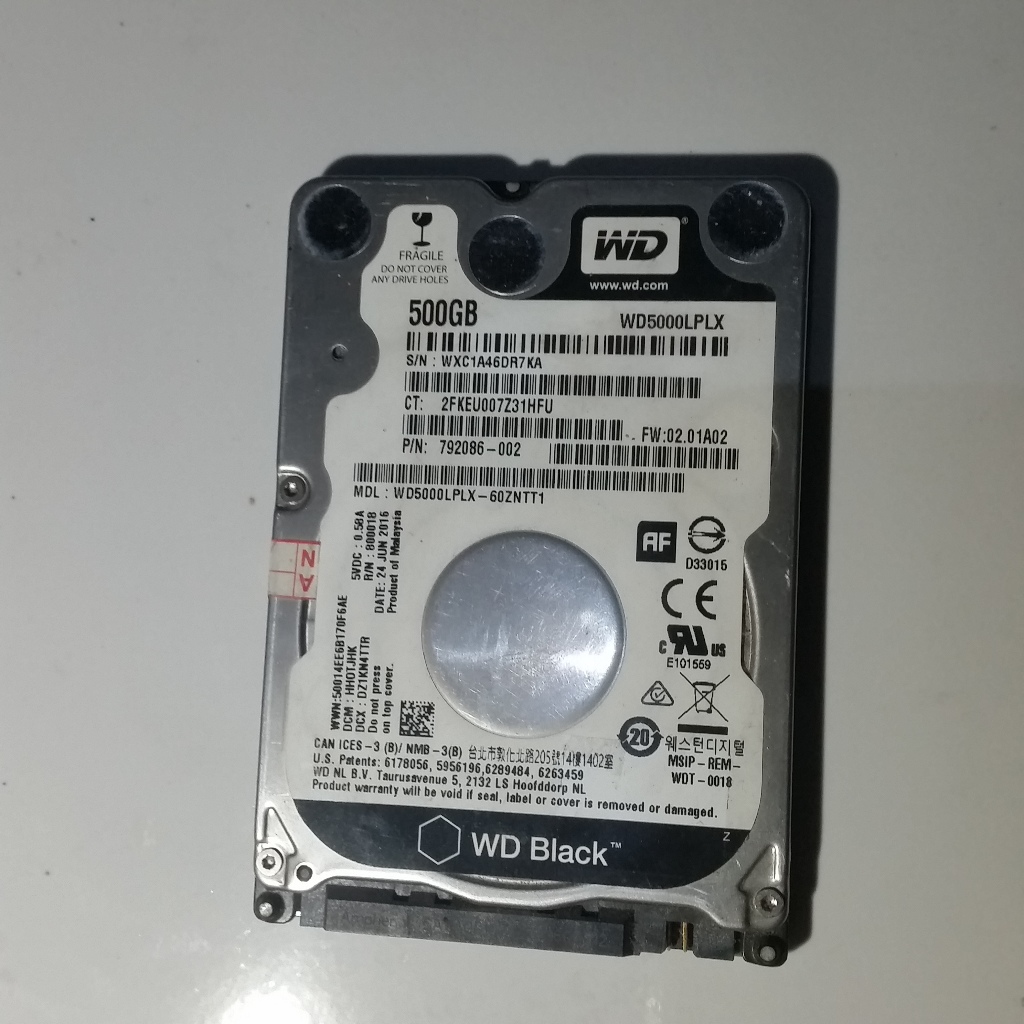 Hdd Hardisk Laptop 2.5 SATA  WD Black 500GB