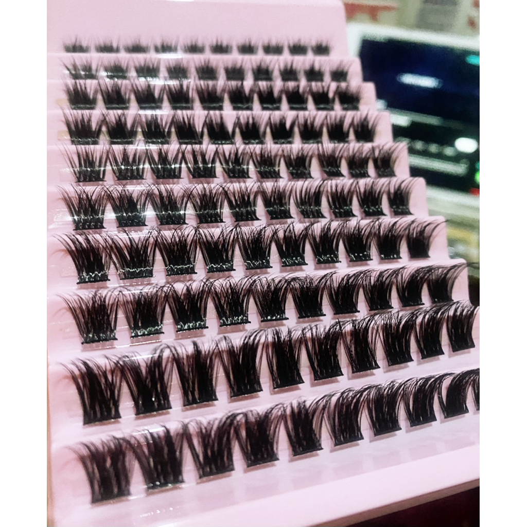 Bulu palsu 10 baris free pinset+lem+sikat bulu mata/ eyelash extension sendiri/ eyelash pasang sendi