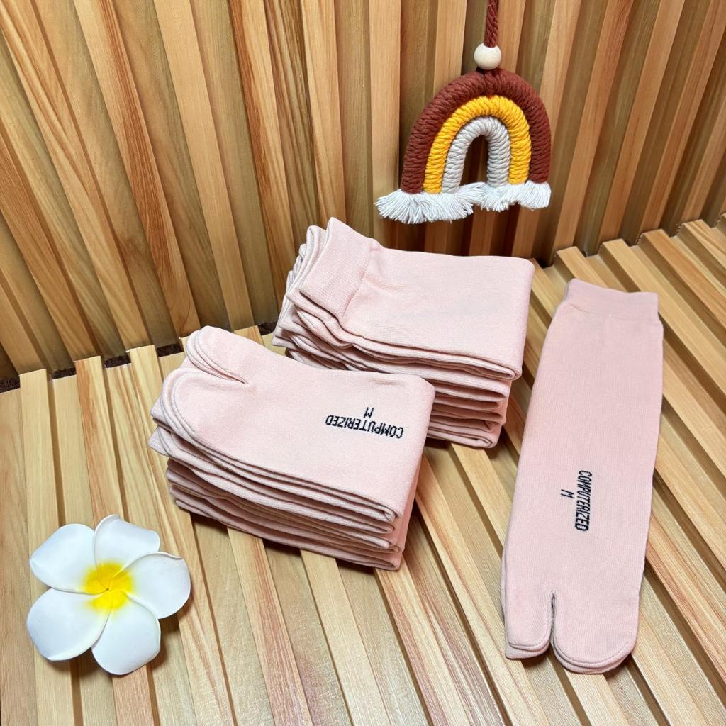 12 Pasang - Kaos Kaki Muslimah Coklat Polos Nilon Spandek Kaos Kaki Jempol Wanita
