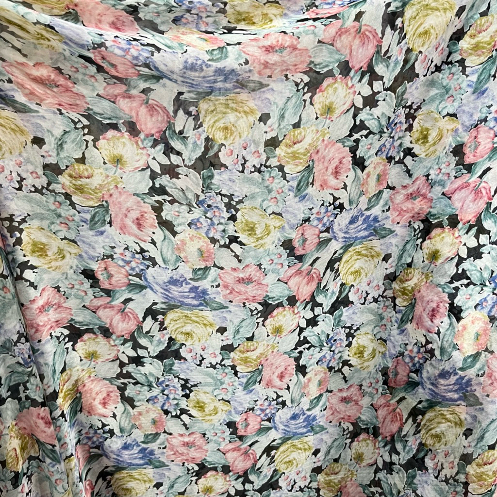 kain sifon sutra premium motif bunga kecil bahan gamis