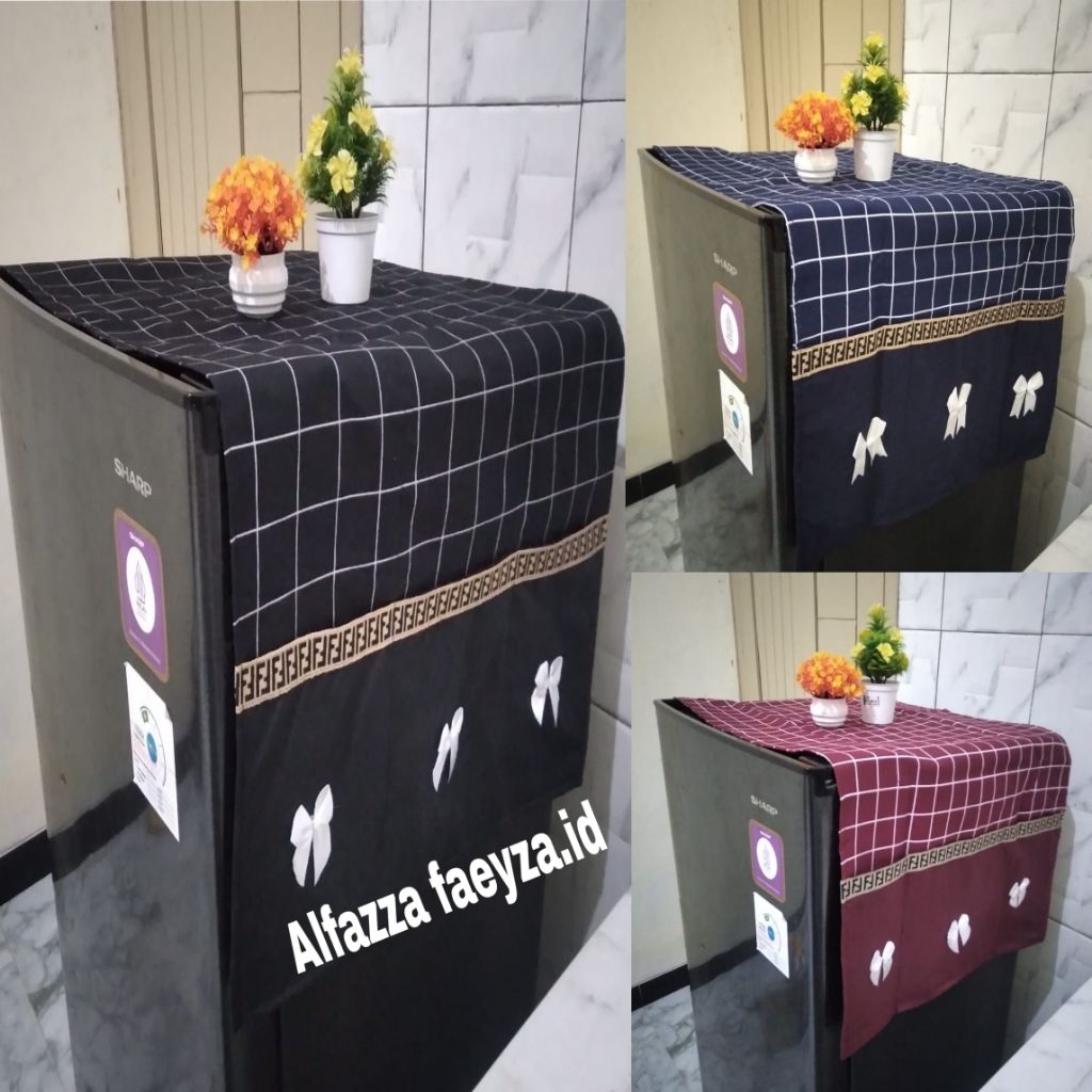 Tutup kulkas/Taplak kulkas pita Renda Bordir FF Terlaris