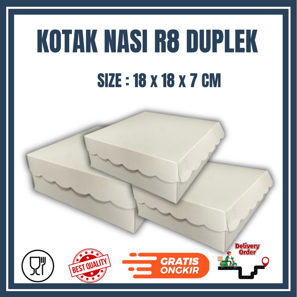 Kotak Nasi Putih 18 x 18 x 7 CM KOTAK NASI RENDA CANTIK
