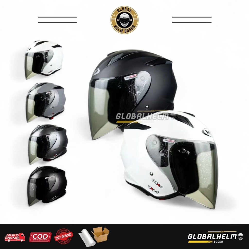 HELM GM KING FIGHTER SOLID HELM HALF FACE SNI ORIGINAL