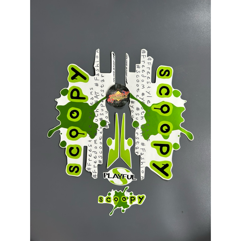 STRIPING STIKER SCOOPY PLAYFUL CEPROT 2017 HIJAU ORIGINAL LOST PACK
