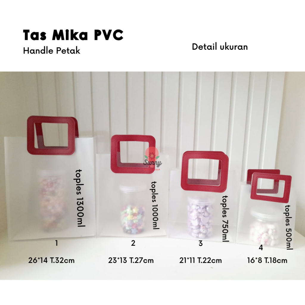 Tas Mika bahan PVC Doff Transparan bentuk Petak /Tas Mika PVC Doff Petak / / Tas Mika PVC Doff Trans