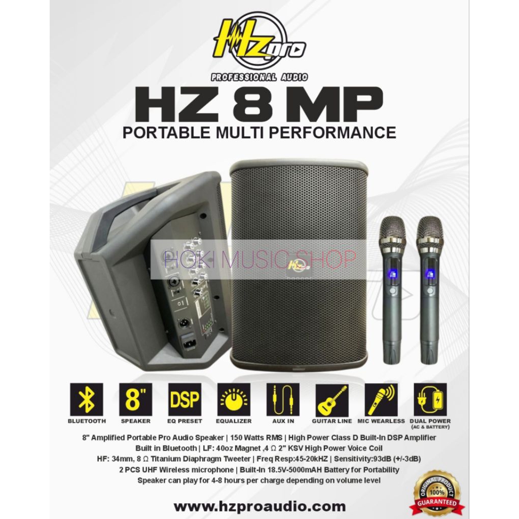 Speaker Portable Premium HZ PRO HZ 8 MP