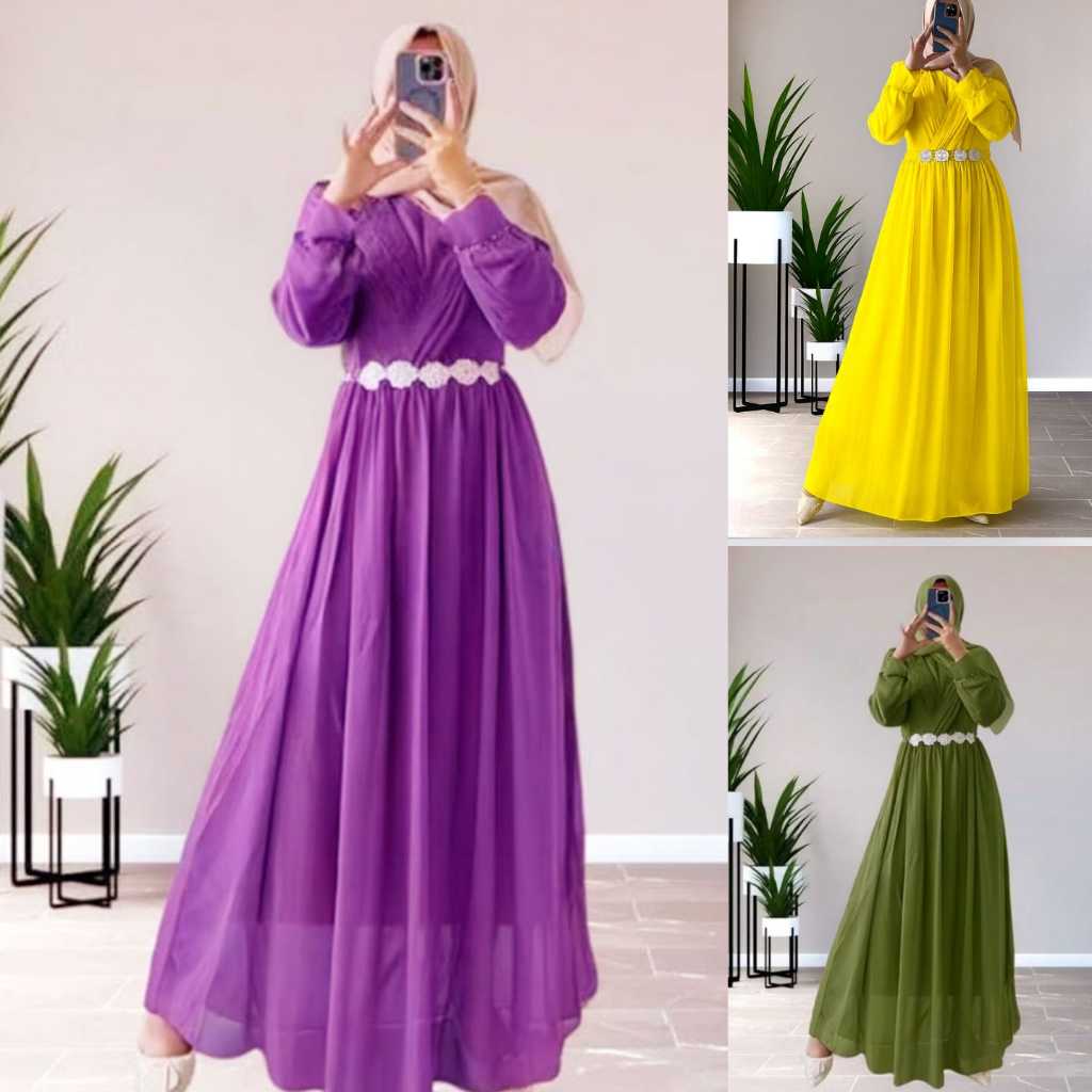 GAMIS CERUTY PREMIUM WANITA MUSLIMAH EXTRA  JUMBO JATUH ELEGEN BUSUI WHUDU FRIENDLY AKSESORIS RENDA 