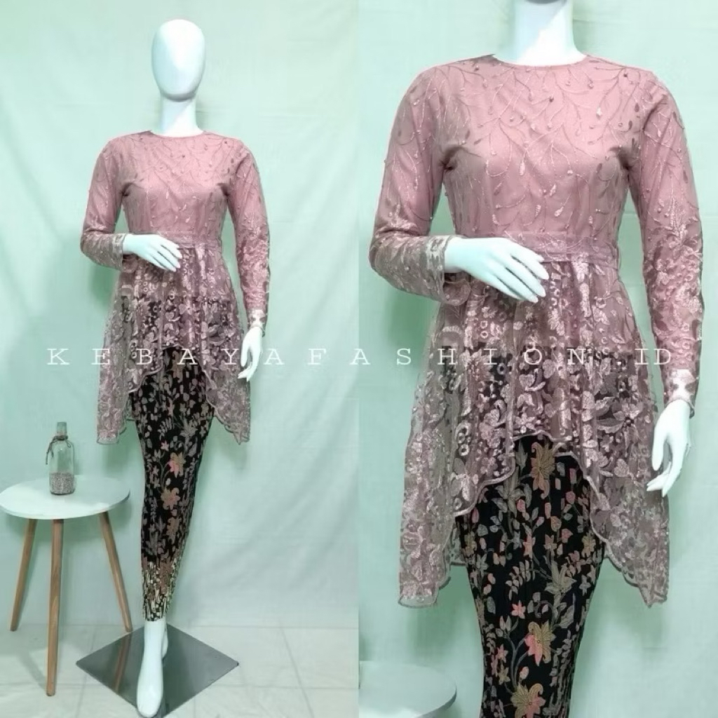Atasan Aurora Tulle Bordir / Kebaya Aurora Mewah / Kebaya wisuda / Kebaya Kondangan / Kebaya Modern