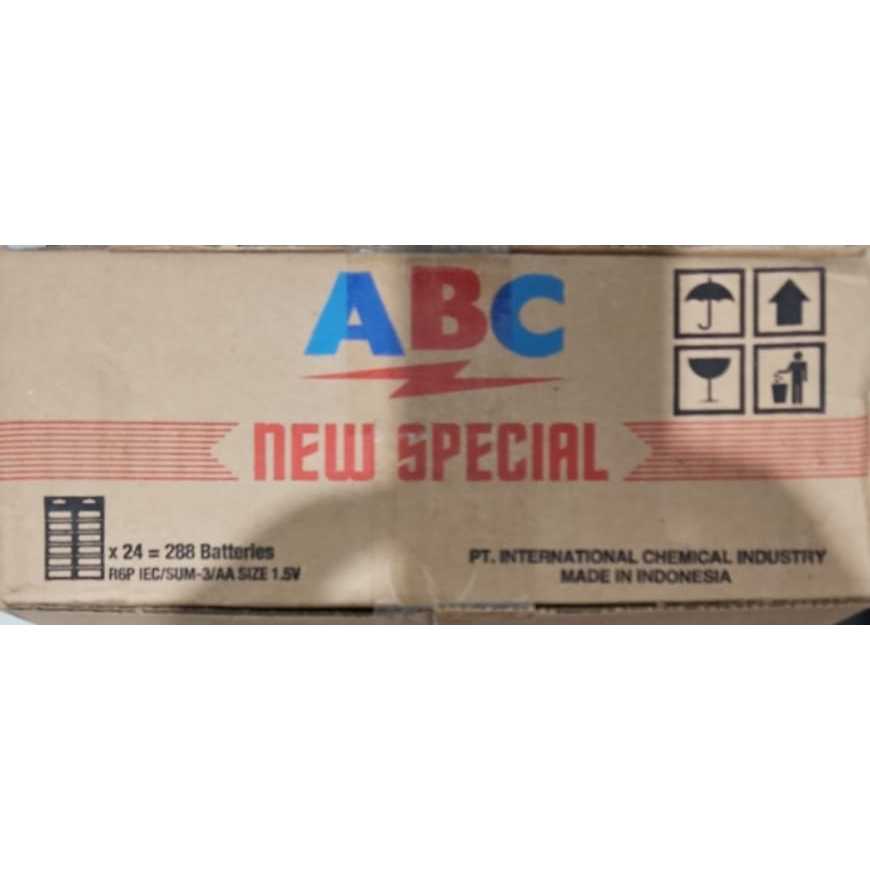 1 Karton Batre ABC AA Carbonzinc R6 Merah Renceng /AA / A2 / baterai /battery / 24 Rcg / 288 Butir
