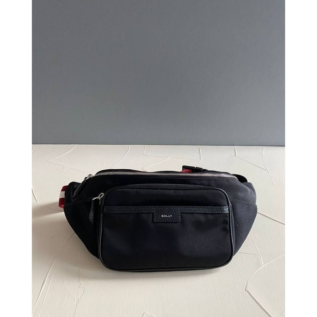 Bally code nylon belt bag in black