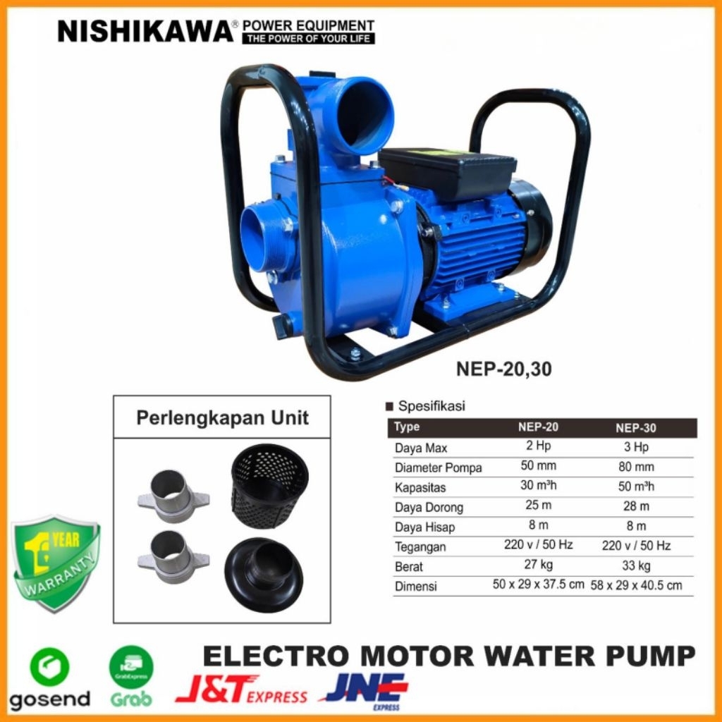 Pompa Air Alkon 2 Inch Listrik Nishikawa NEP-20 Electric Water Pump
