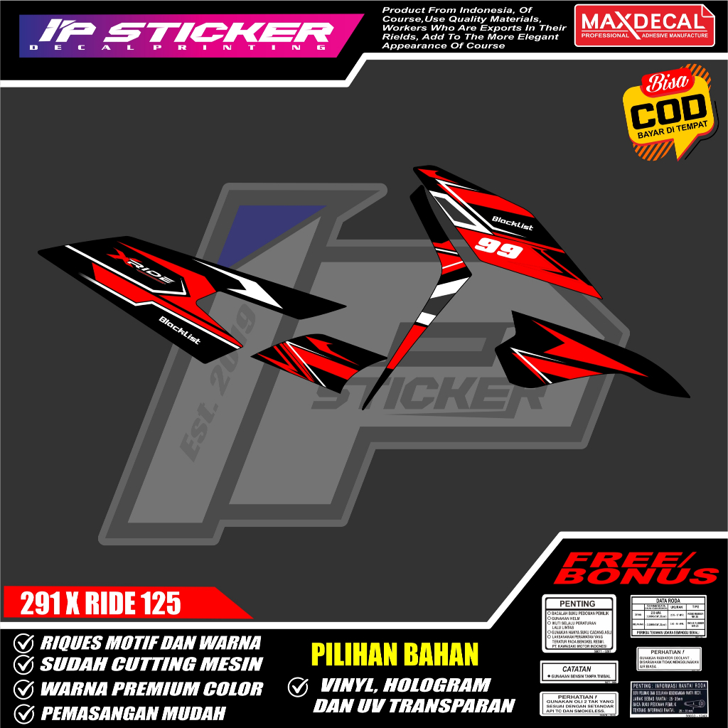(COD)STICKER  STRIPING MOTOR ORIGINAL YAMAHA X RIDE  DESAIN RACING HOLOGRAM DAN TRANSPARAN