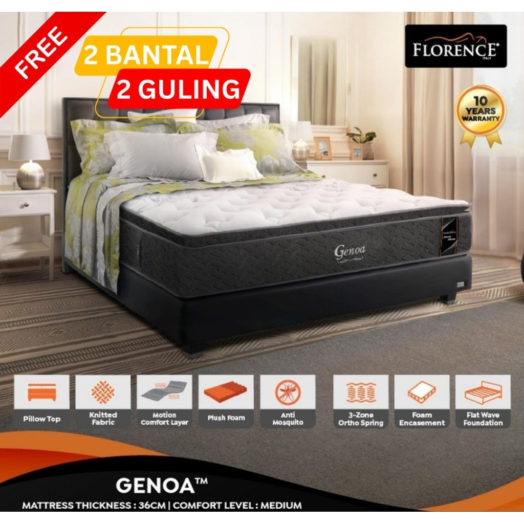 [READY STOCK] MATRAS SPRINGBED FLORENCE GENOA 180 X 200 X 36 CM | KASUR SPRINGBED FLORENCE GENOAN180