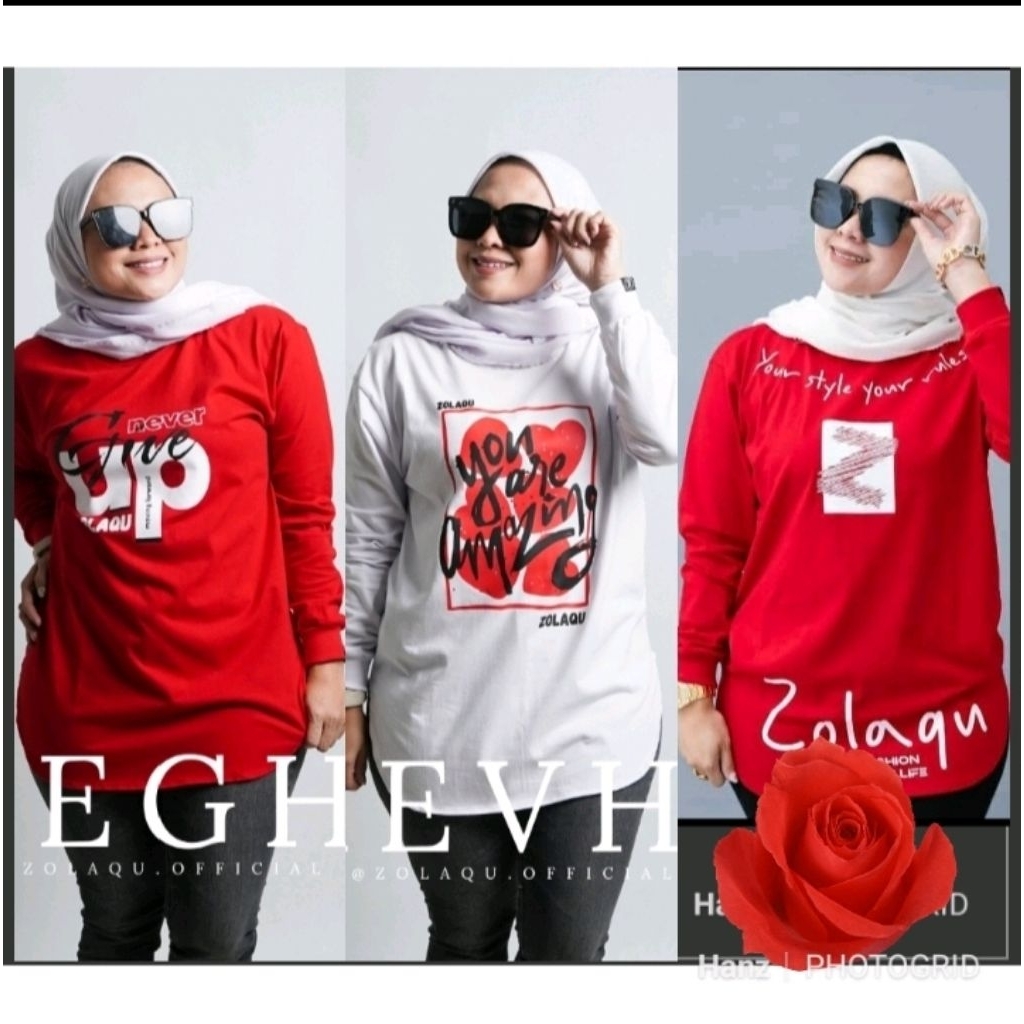 Kaos ZOLAQU ORIGINAL Terbaru Merah Putih Semi Tunik Oval