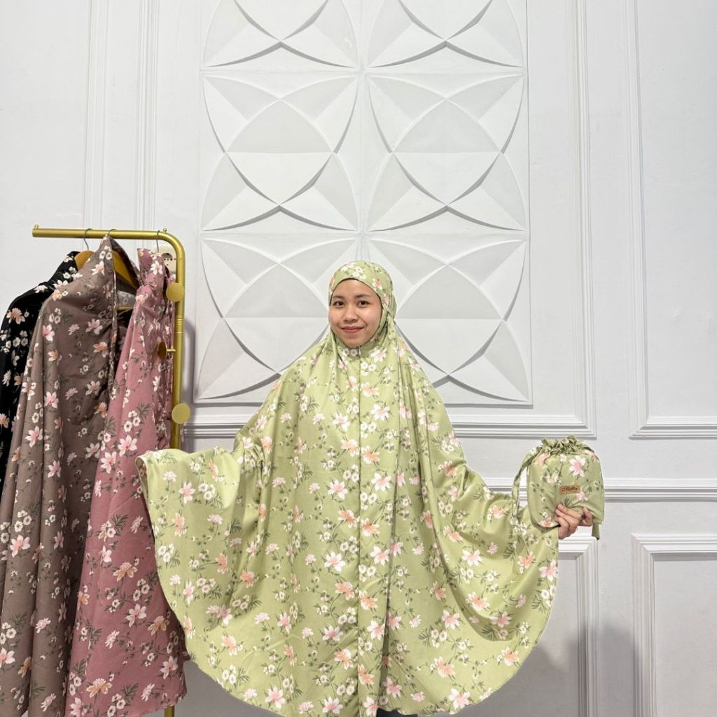 Mukena Zoya Series | Mukena Traveling Medium Pouch Motif | Mukena 2in1 Model Resleting Dagu | Mukena