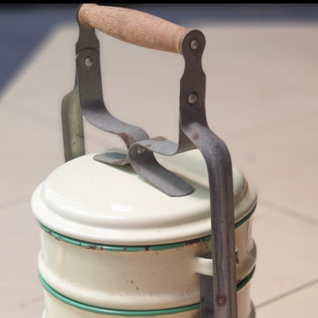 Jual Rantang Enamel Susun 4 Balance Brand Vintage Unik Gagang Kayu 14 cm