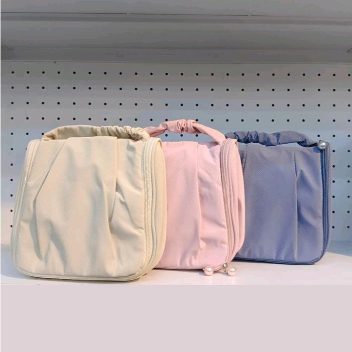 Tas Kosmetik Travel Lipat Multifungsi BMB30904 Organizer Anti Air Elegan dengan Ritsleting Mutiara &