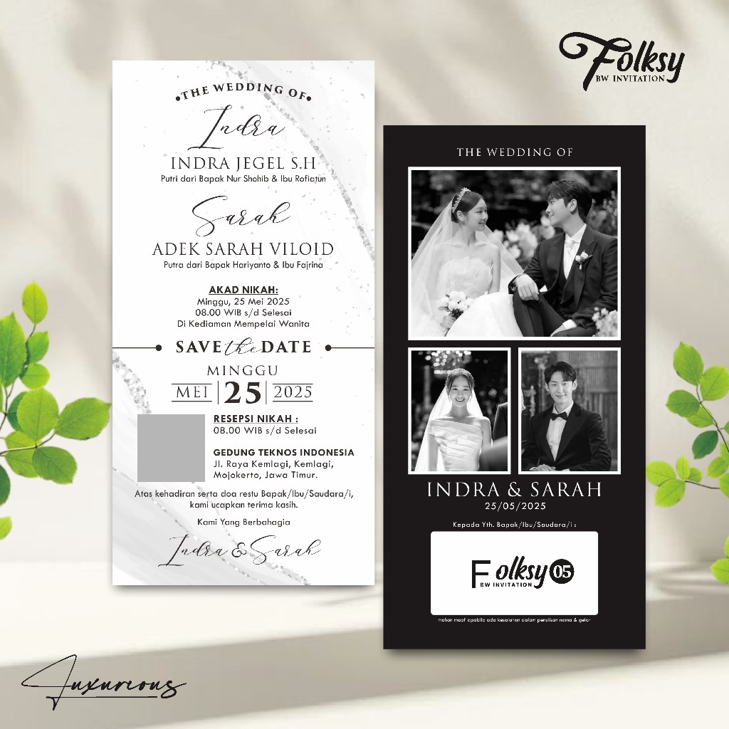 Undangan Pernikahan Gopek Simpel BW | Undangan Nikah Folksy Murah Custom Luxuriousss