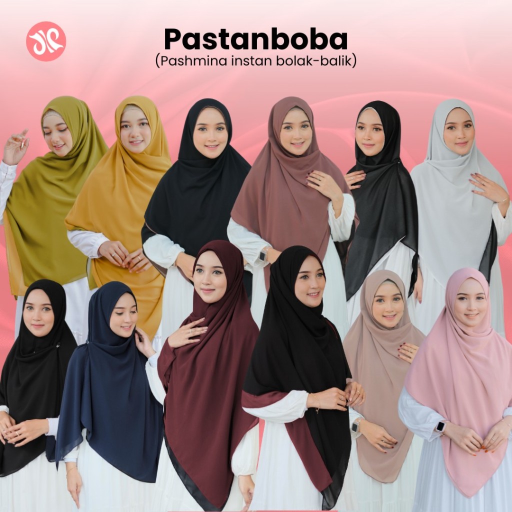 JANNAH RIVER Hijab Pastanboba Pashmina Instan Bolak Balik Bahan Ceruty Babydoll jilbab instan terbar