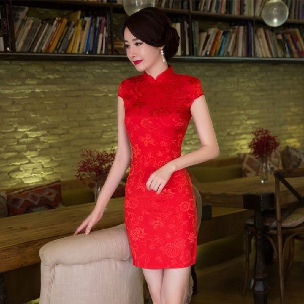 Promo Chinese New Year Sale Dress Cheongsam Wanita Gaun Pesta Mini Dress Baju Tradisional China Dres