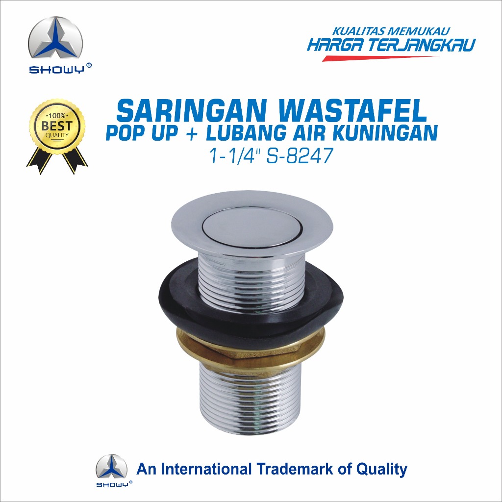 SHOWY Afur Saringan Wastafel  Pop Up Kuningan 1-1/4" S-8247