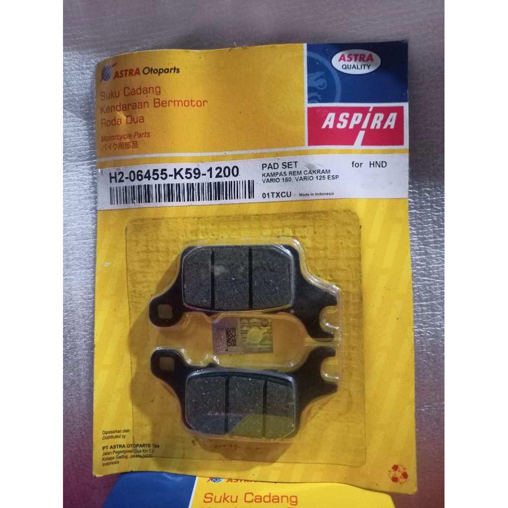 KAMPAS REM CAKRAM DEPAN VARIO 125 150 NEW ESP ASPIRA