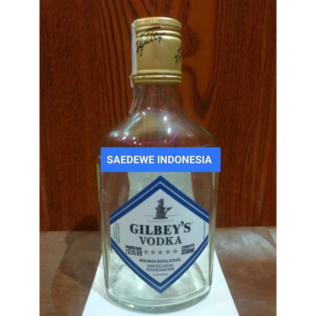 BOTOL KOSONG GILBEYS 350ML BEKAS MINUMAN IMPORT ORI BAHAN KACA TEBAL ANTIK COCOK BUAT KOLEKSI DEKORA