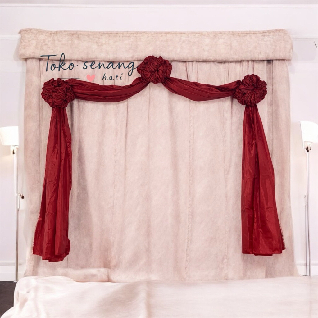 kain merah bunga 3 / kain pintu sangjit / kain merah pintu / kain wedding