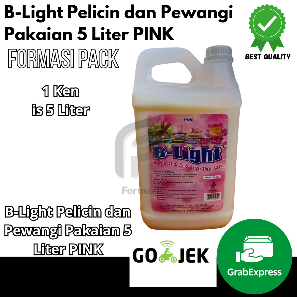 B-Light Pelicin dan Pewangi Pakaian 5 Liter PINK, Conditioner Pakaian, Pelicin Pakaian, Laundry Peli