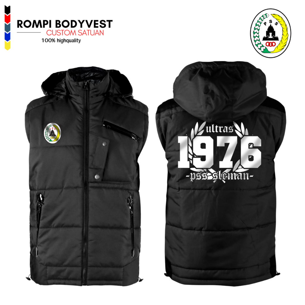 Rompi PSS Jaket Bodyvest Hoodie Lepas Pasang Tanpa Lengan