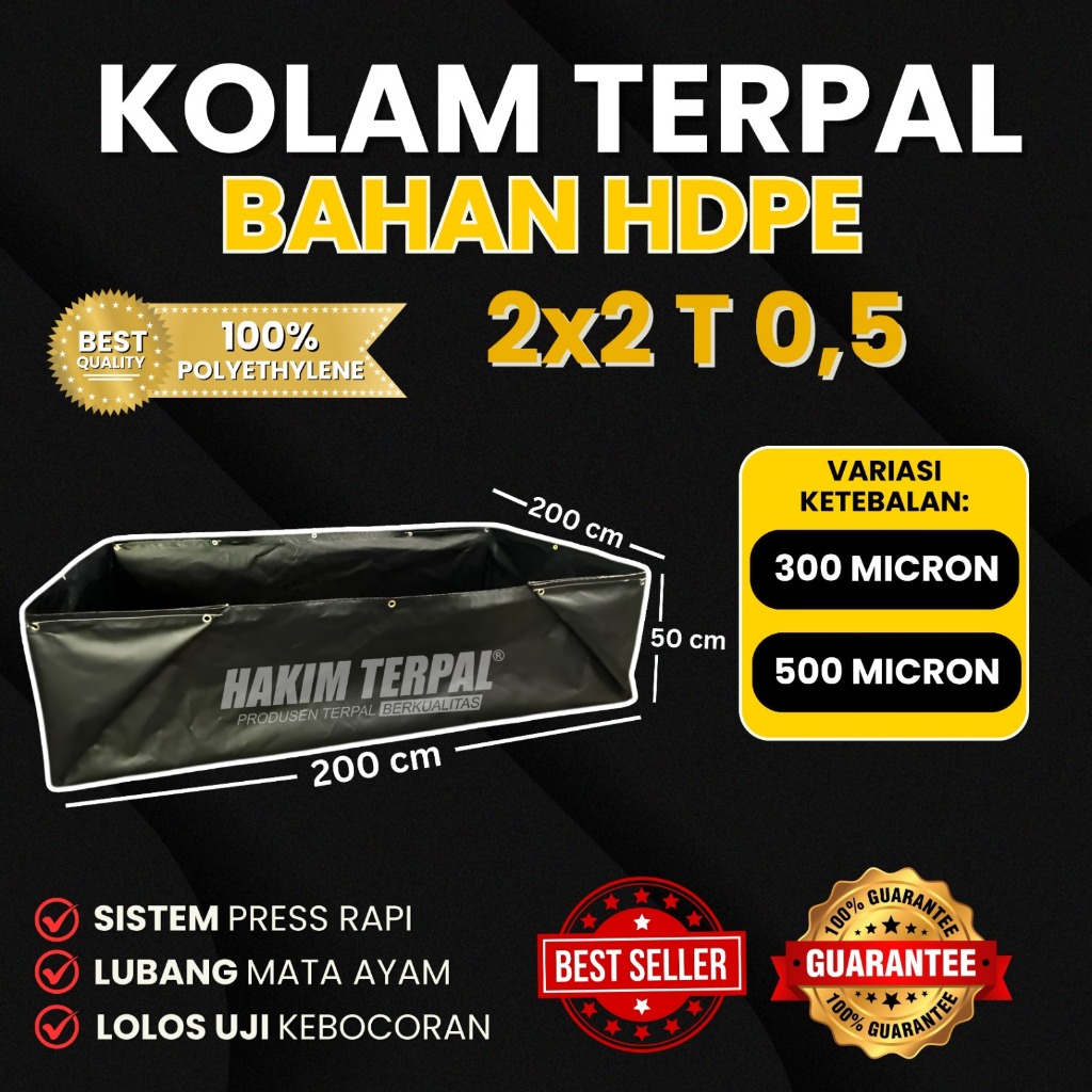 Kolam Kotak Bahan Hdpe Geomembran Ukuran 2x2 T 0,5 Meter