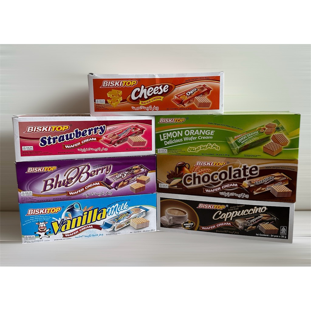 [ 24 pcs / 1 box ] Biskitop Wafer Cream 7 Rasa