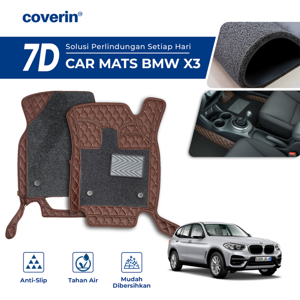 Coverin Karpet Mobil BMW X3 7D Premium Custom Fit Anti Slip + FREE Bagasi