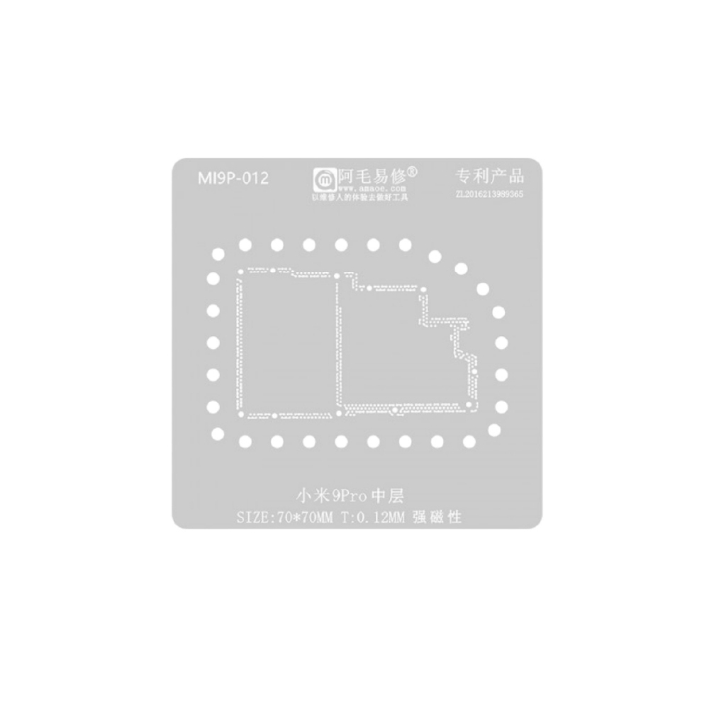CETAKAN IC AMAOE MI9P-012 XIAOMI 9PRO MAINBOARD SIZE:70*70MM T:0.12MM ORIGINAL 771812