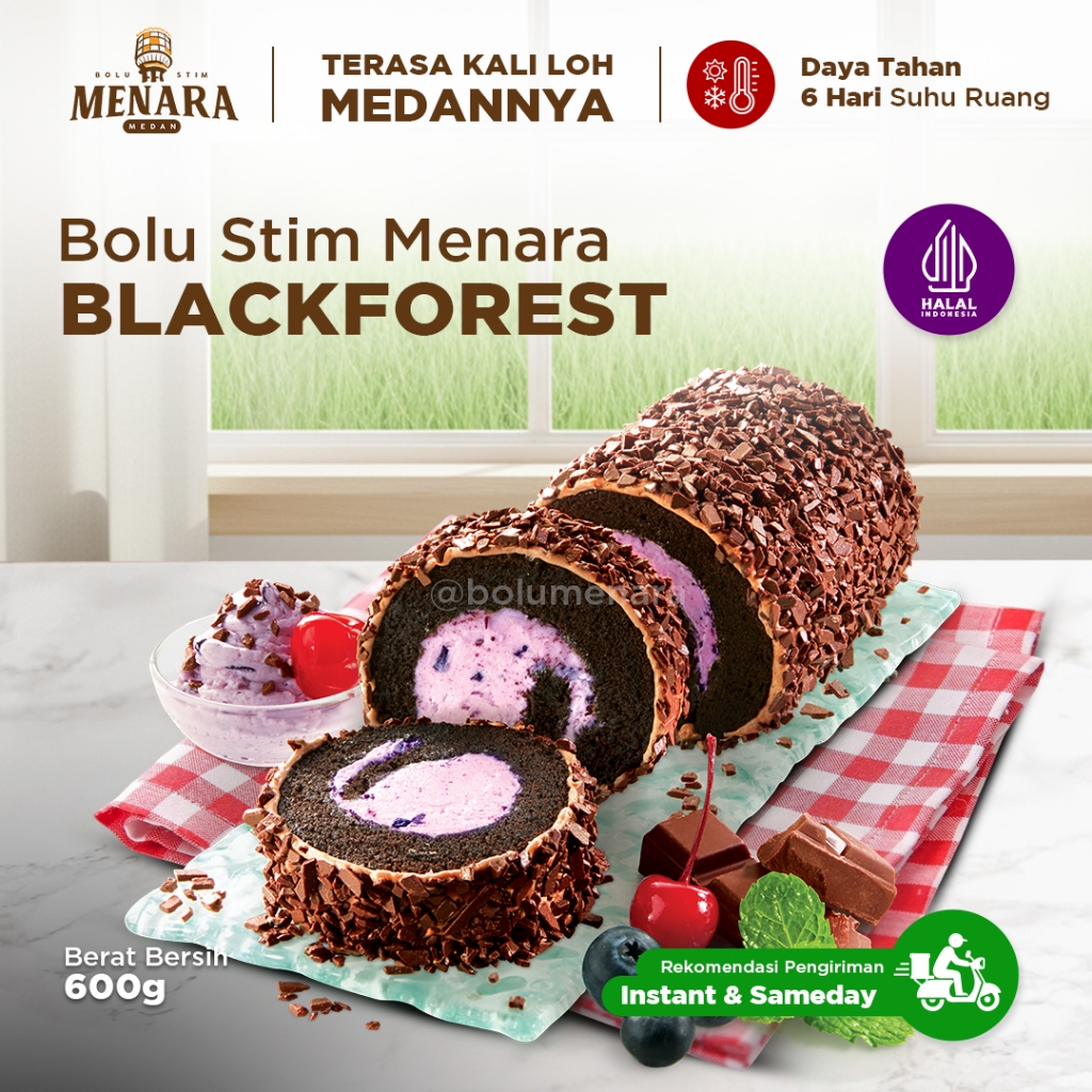 Bolu Menara Black Forest - Reguler Pack (600 gr) - Oleh-oleh Khas Medan
