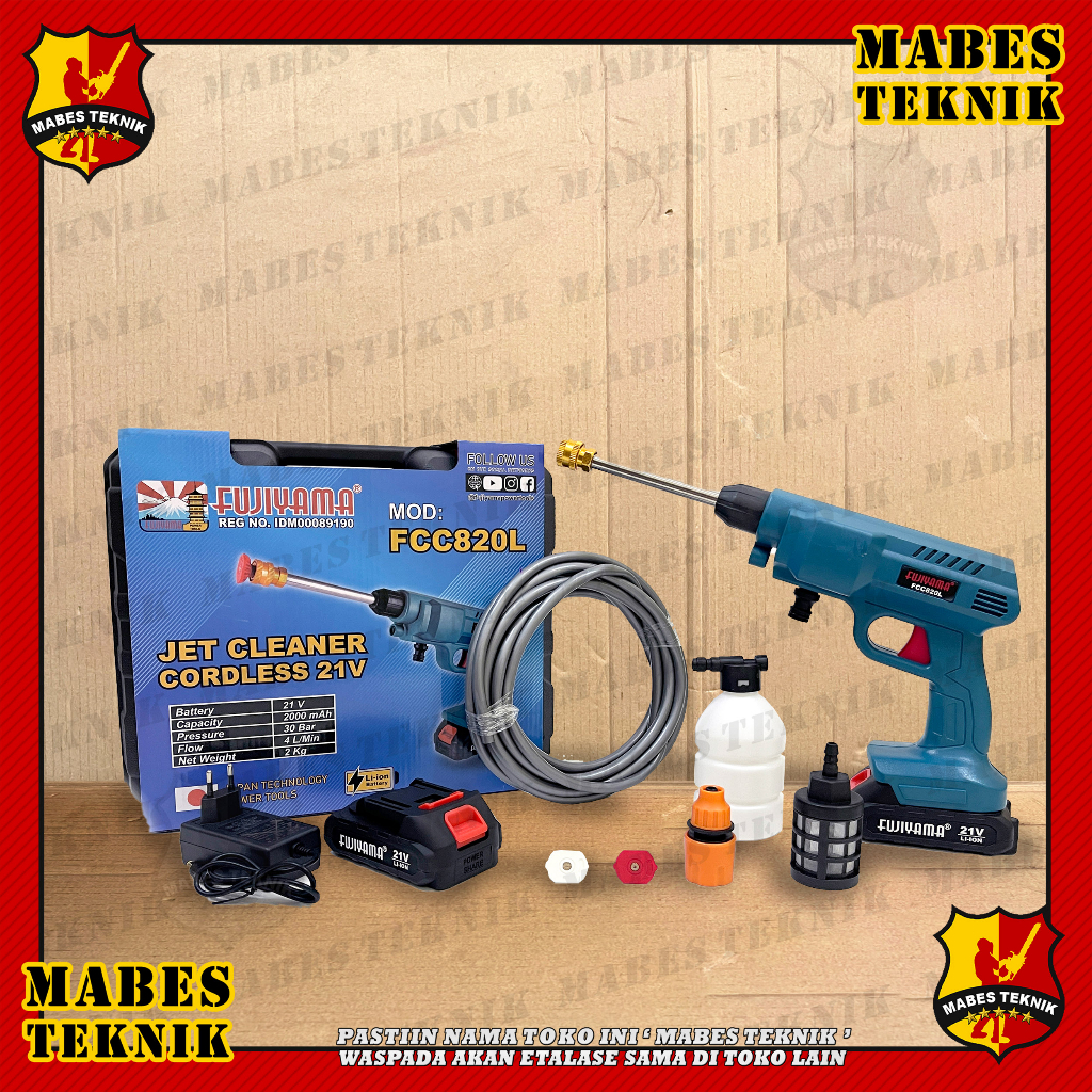 MESIN STEAM CUCI MOBIL MOTOR JET CLEANER BATERAI FUJIYAMA FCC 820 SET