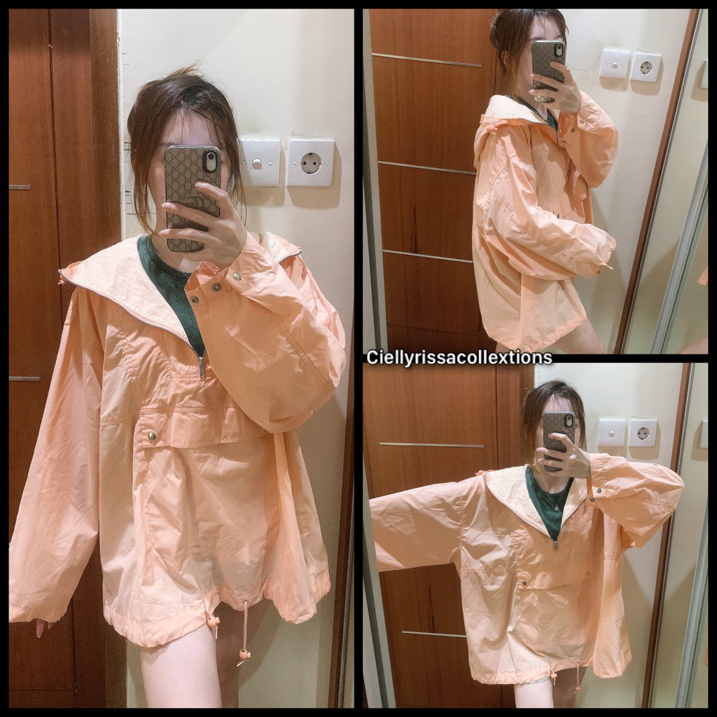 (‼️ PRIVATE COLLECTIONS ) OVERSIZED ORANGE PEACHY PARKA SWEATER HODDIE SIZE XXXL