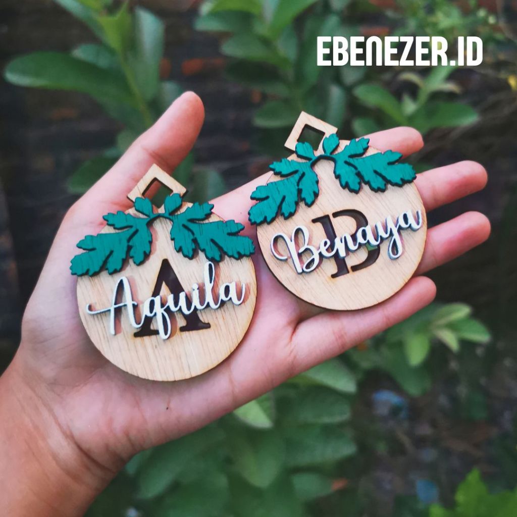 Tag kayu custom nama natal tag christmas tag kado natal kayu custom