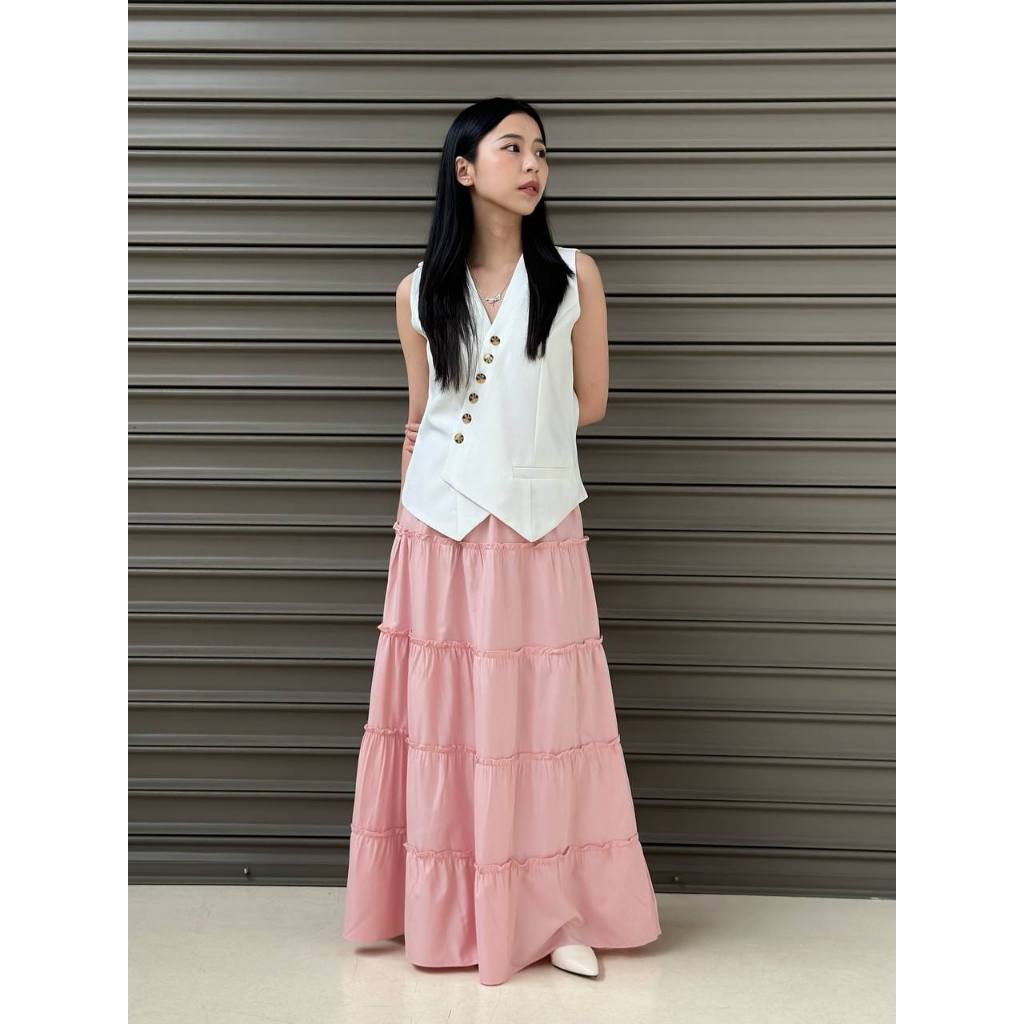 Twirly Skirt 1318 - Rok Maxi Skirt A-line Bawahan Wanita - Korean Ruffle Skirt Vintage Cotton