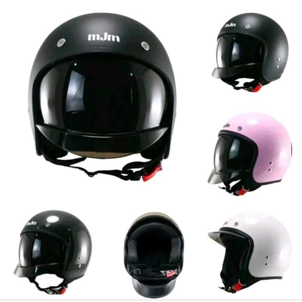 Helm MLA Bogo Retro MJM Capello Solid Kekinian Inner Visor Hitam Sudah SNI