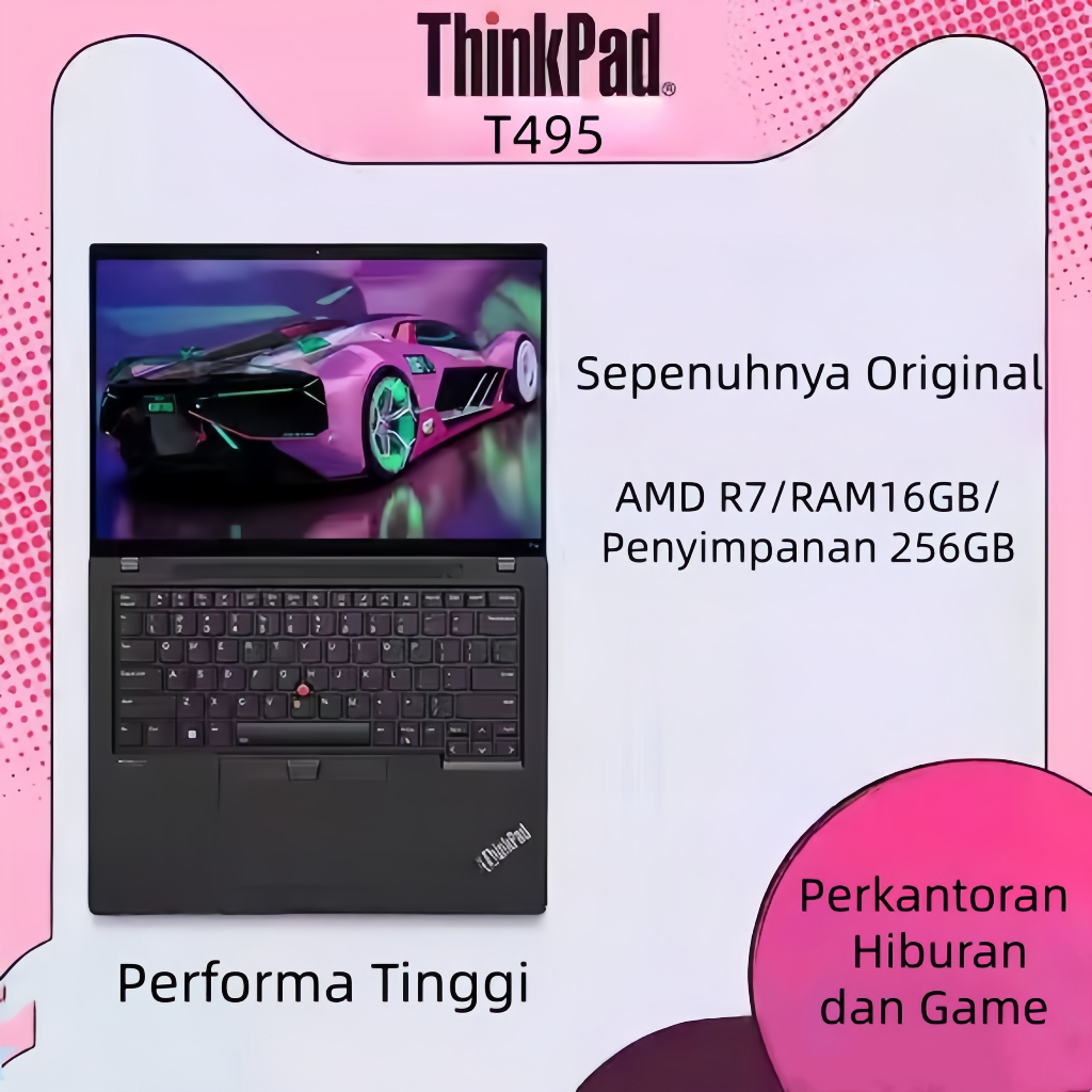 Lenovo ThinkPad T495 Laptop Ringan dan Portabel, Cocok untuk Pelajar, Bisnis, Kantor, Spesifikasi Ti