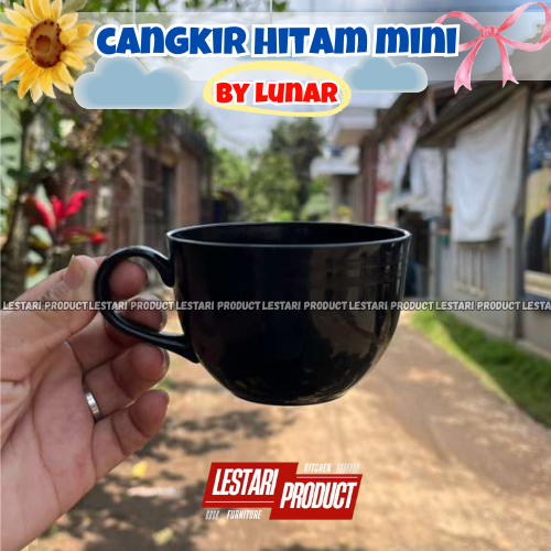 ( 12 PCS ) CANGKIR PLASTIK HITAM MINI LUNAR | CANGKIR TEH | CANGKIR KOPI | CANGKIR MINI | CANGKIR PL