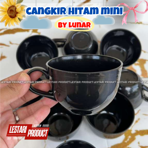 ( 12 PCS ) CANGKIR PLASTIK HITAM MINI LUNAR | CANGKIR TEH | CANGKIR KOPI | CANGKIR MINI | CANGKIR PL