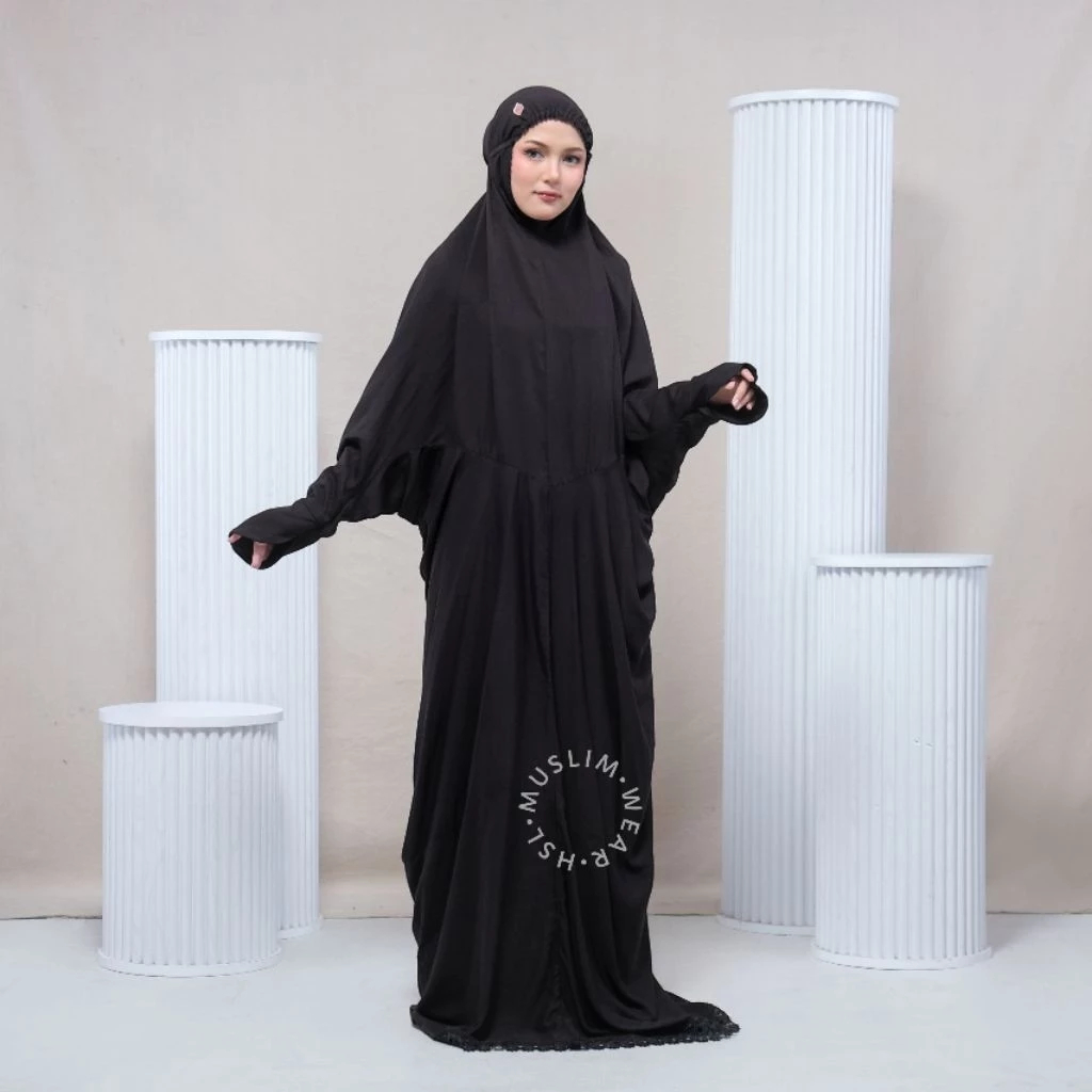 Mukena Jumbo Terusan Polos Dewasa Rayon Twill Premium Mukena Lajuran Renda ZIPPER Mewah ~ FREE BROS